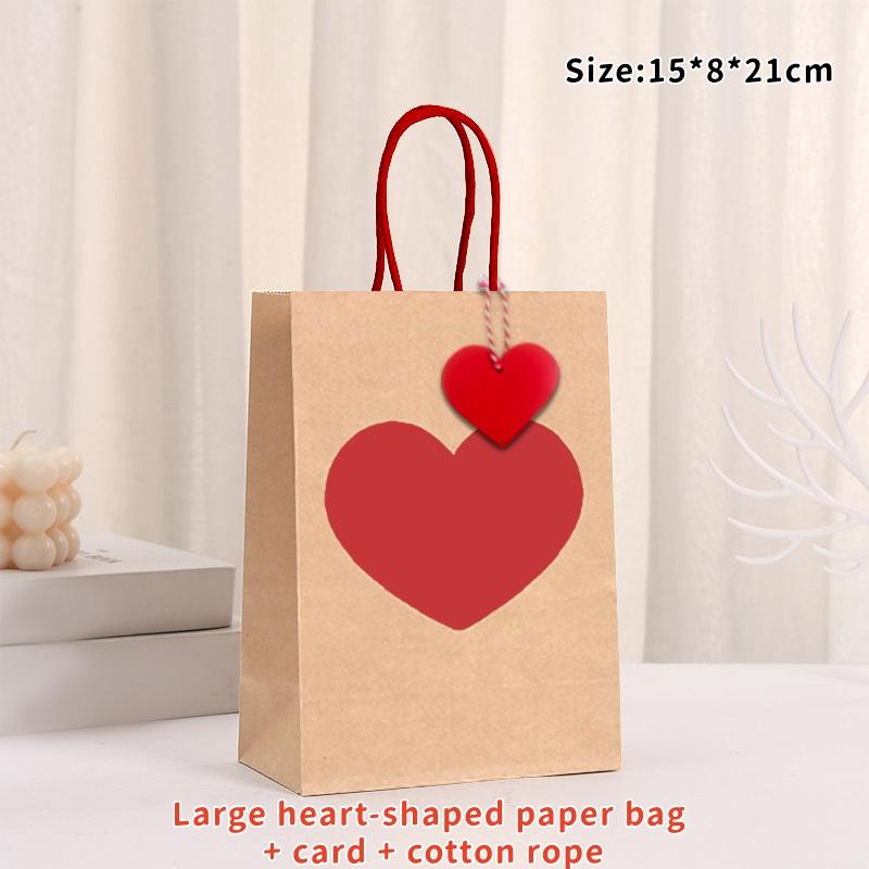 10Pcs High-Capacity Red Heart-Shaped Kraft Paper Gift Bags With Handles & Tags Festival Supplies Perfect For Valentine'S Day