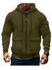 Men's Hooded Zipper Jacket - Autumn/Winter Casual Solid Color Plus Velvet Sweatshirt