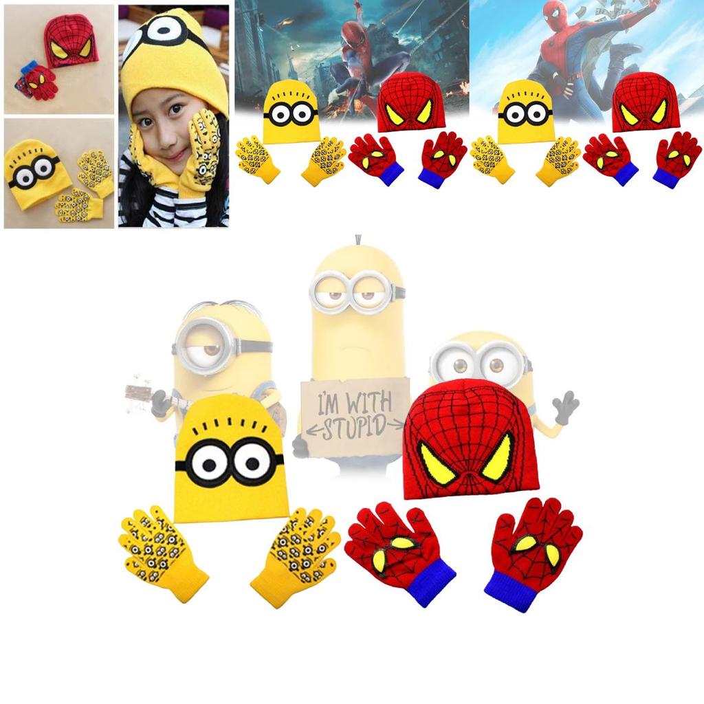 Cozy Winter Knit Kids Gloves And Hat Set Warm Fleece Lined For Toddlers