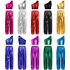 Girls Dance Performance Outfit One Shoulder Sleeveless Metallic Cropped Vest Shiny Pants Prom Party Costume