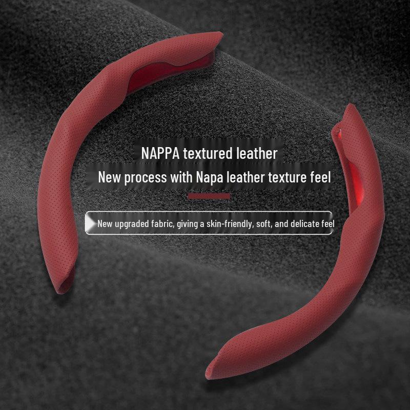 Tesla Model 3/Y Ultra-thin Non-slip Sweat-absorbing Steering Wheel Cover with Card Holder for All Seasons