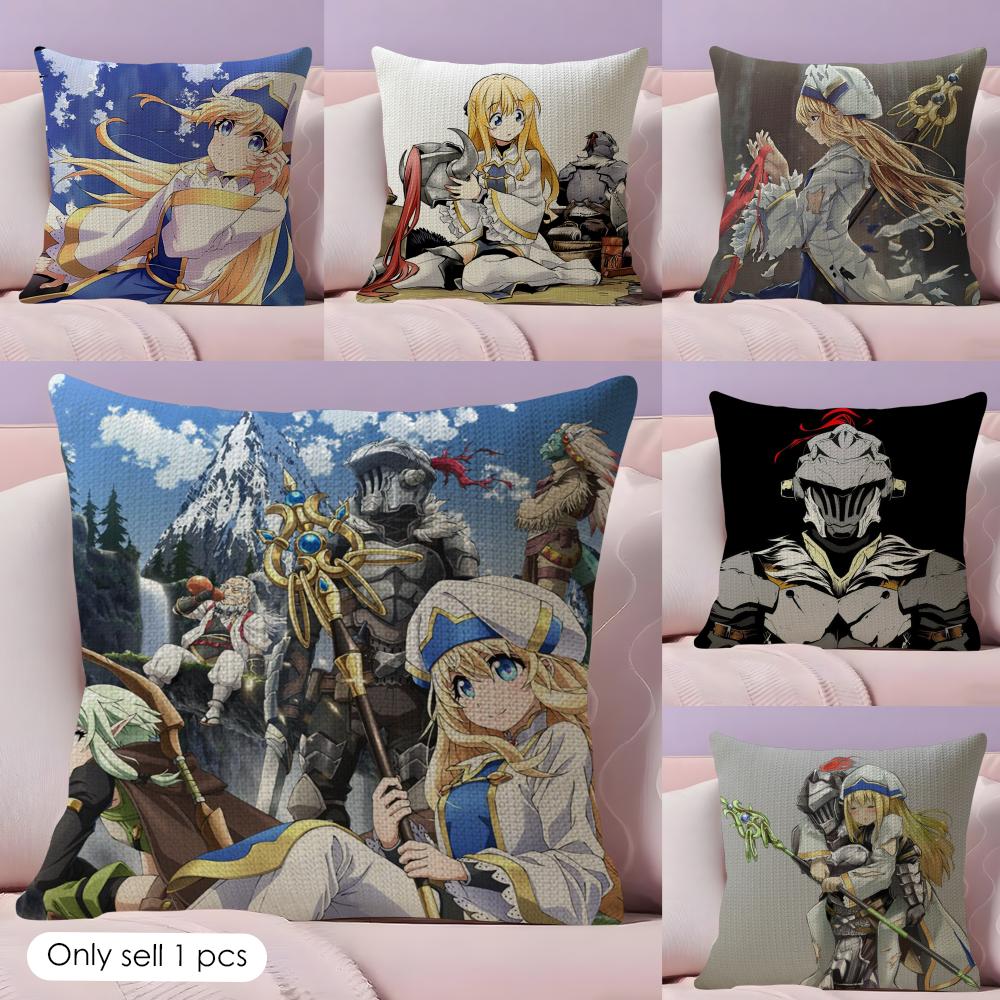 Anime GGoblin SSlayer Cushion Cover Natural Linen Double Sided Print Throw Pillow Case for Sofa Couch Home Decor