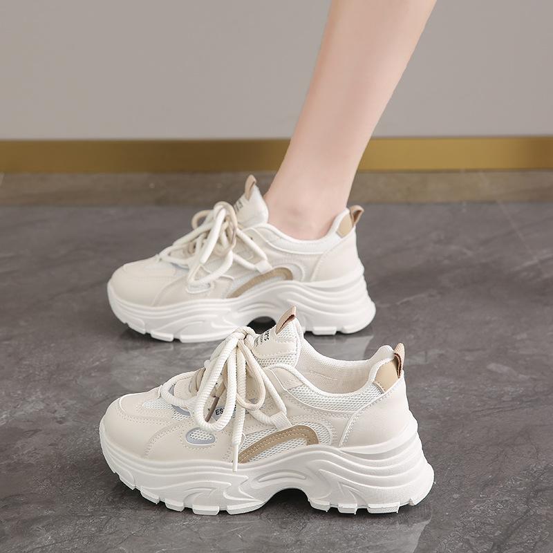 Fashion Fashion 2025 Spring Autumn Platform Sneakers Women Shoes Korean Lace Up Chunky Sneakers Mixed Color Women's Vulcanize Shoes