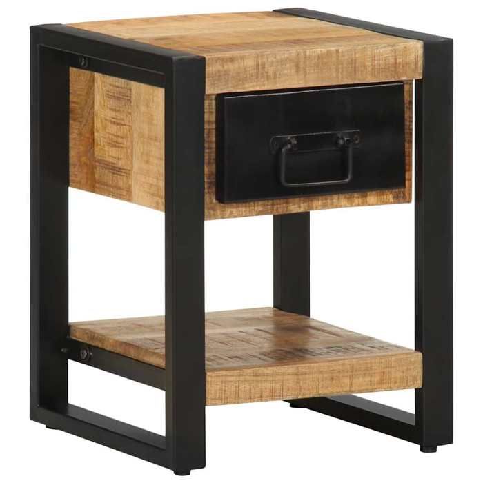 VidaXL Bedside Table 35x34x45 Cm Solid Raw Mango Wood, Bedside Cabinet, Bed Cabinet, Side Table for 4013567