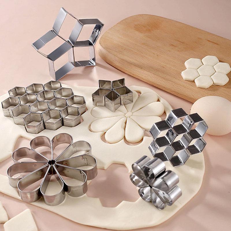 Stainless Steel Honeycomb Water Drop Pattern Pastry Mold 5-Hole Diamond