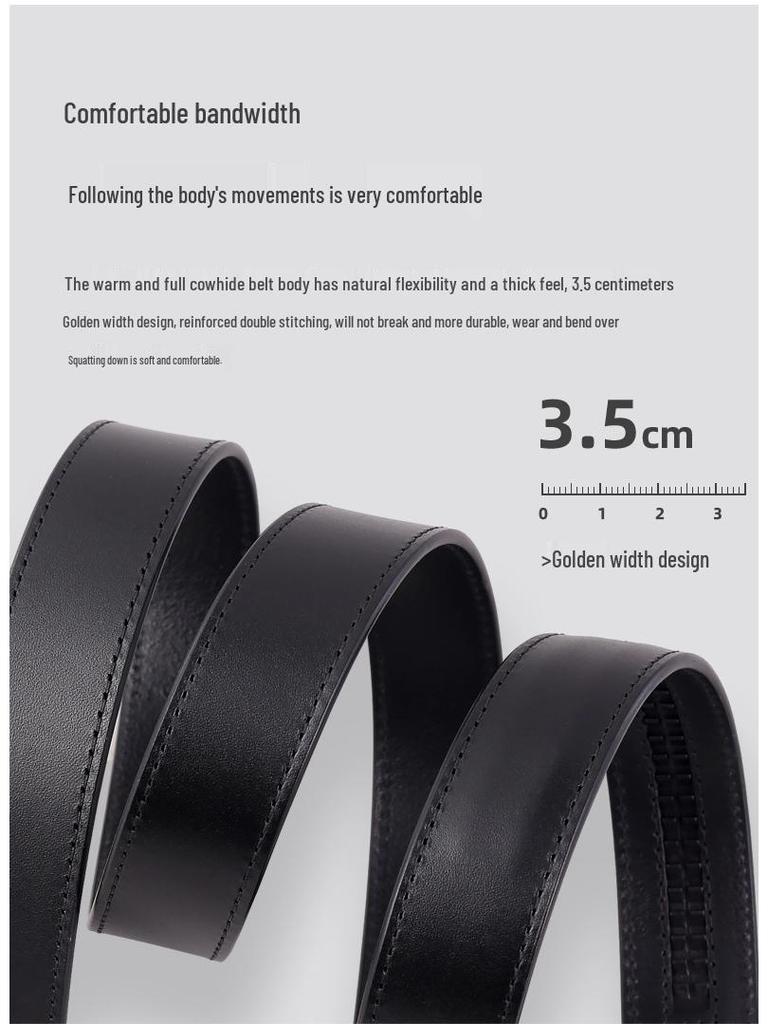 2024 Men's Genuine Leather Automatic Buckle Belt - Versatile Vegetable Tanned Cowhide for Business Style