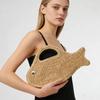 Large Capacity Woven Bag Knit Shopping Bag Casual Fish Shaped Handbag  Picnic