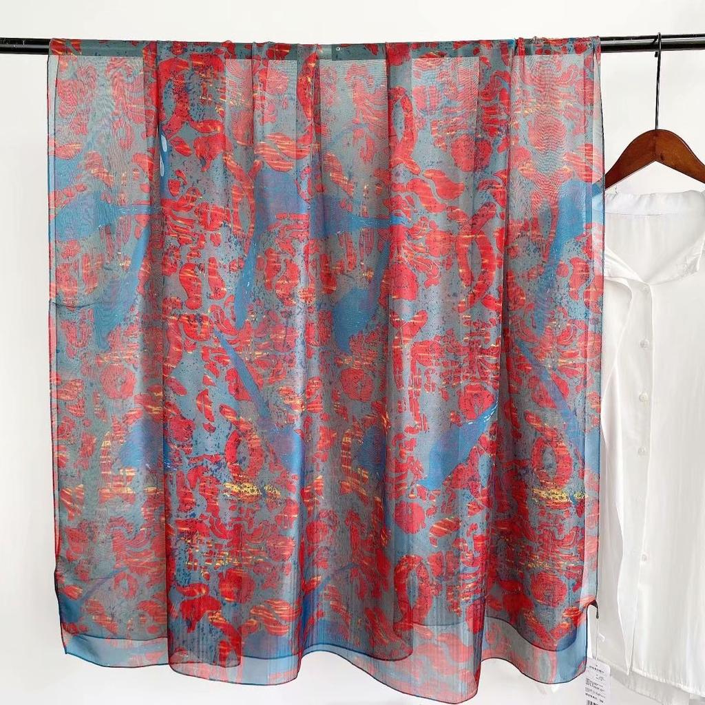 Print Silk Scarf Hijab Women Spring Deisgn Soft Beach Stoles Elegant Head Scarves Echarpe Shawl Satin Large Wrap Echarpe Bandana