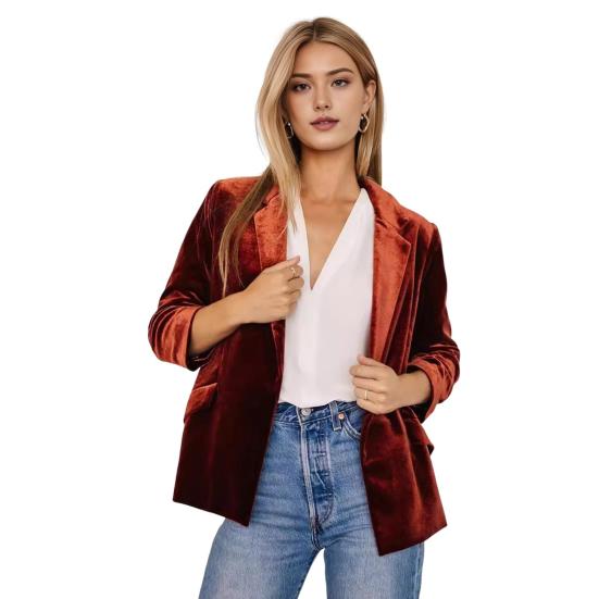 

Женский бархатный блейзер с драпировкой, рукавом 3/4 и лацканами, кардиган с открытой передней частью, женское офисное деловое пальто, короткий пиджак L