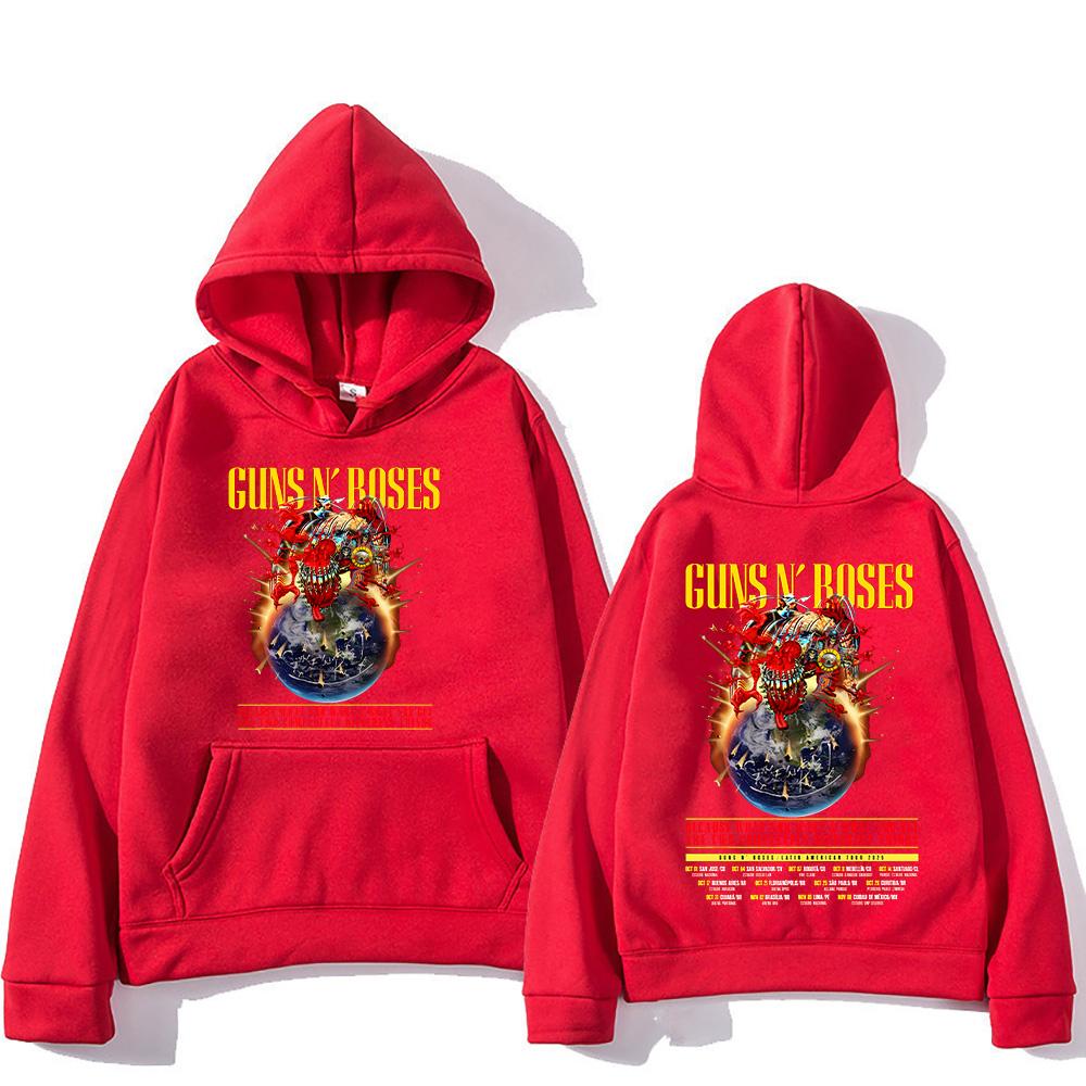 

Guns N Rosess Latin American Tour 2025 Hoodies Long Sleeve Fleece Hooded Sweatshirts Fashion Women Unisex Streetwear Loose Hoody 3XL