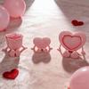 3 Pcs 3D Printed Valentine's Day Decoration Articulated Pink Heart Rose Figurine with Flexible Legs for Office Home Shelf Decor Lovers