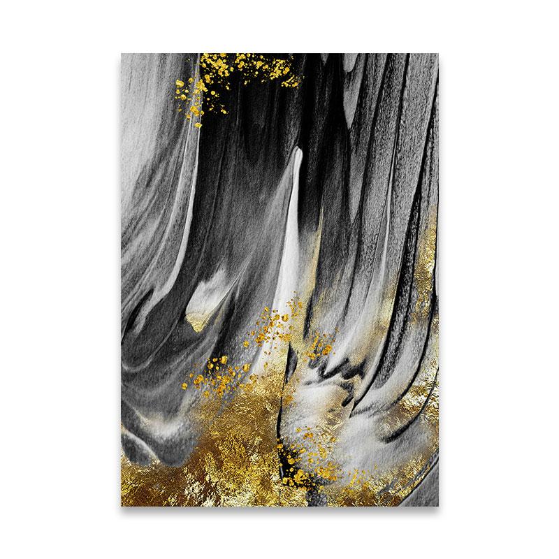 Abstract Gold Foil Oil Painting Printed for Living Room Entrance Dining Room Mural Posters and Prints Wall Art Cuadros Decor