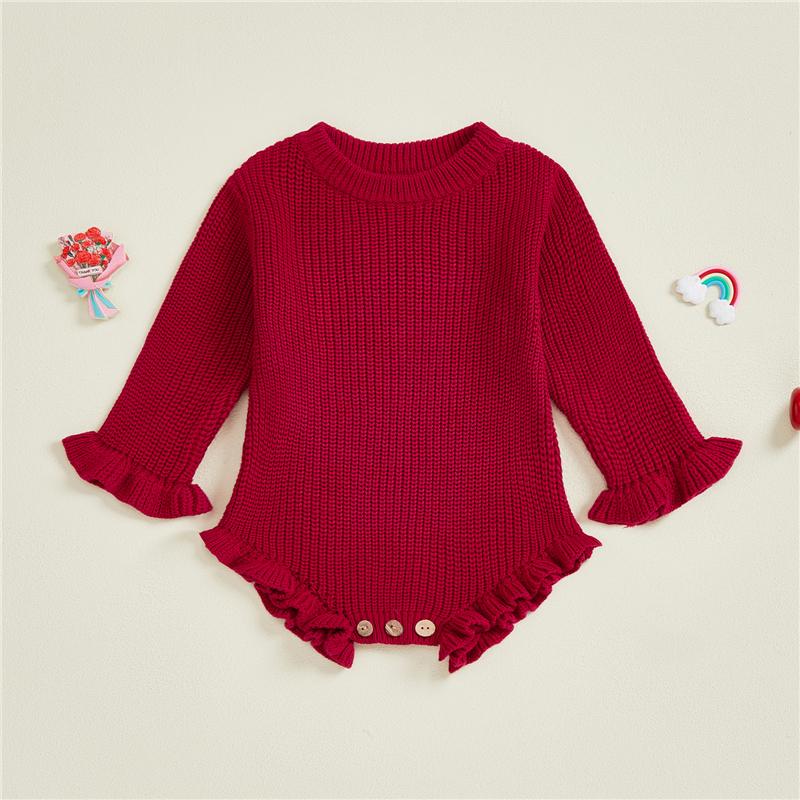Neugeborenes Baby Mädchen Junge Pullover Strampler Baumwolle Weich Gestrickt Overall Einfarbige Warme Herbst Winter Weihnachten Kleidung