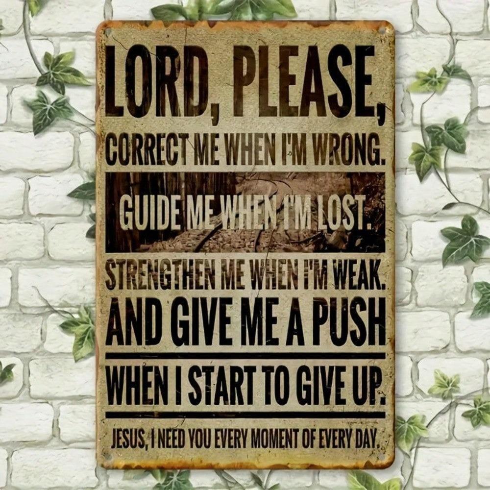 Vintage Religious Tin Sign Farmhouse Wall Art Rustic Prayer Decor Inspirational Scripture Quote