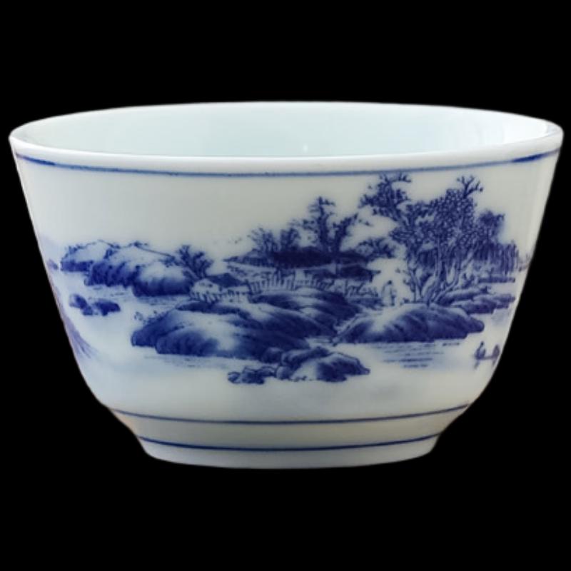 

ZISIZ Retro Blue & White Porcelain Dragon & Landscape Tea Cup Set