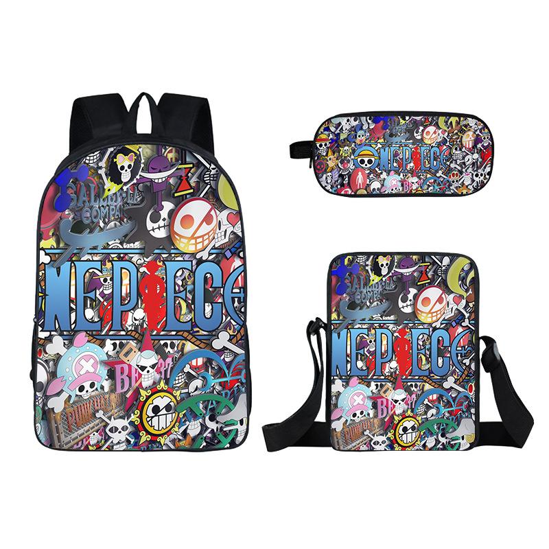 One Piece Anime-themed School Bag/backpack and Messenger Bag Set (three Pieces) 7514 KTB
