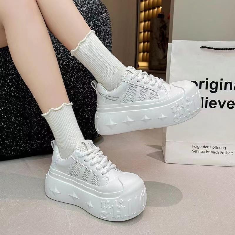 

Korean Fashion Chunky Sneakers for Women Summer Platform Lightweight Designer Shoes High Street Leisure Soft Walking Shoes 40 білий