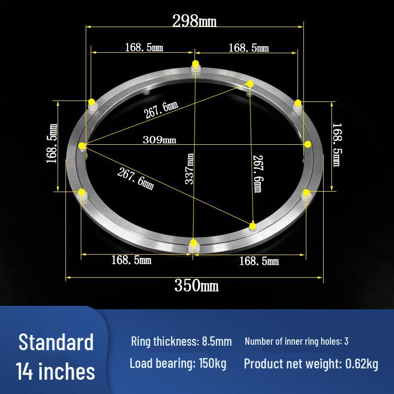 Rotating Bookshelf Display with Aluminum Turntable Base and Height-Adjustable Bearing Track