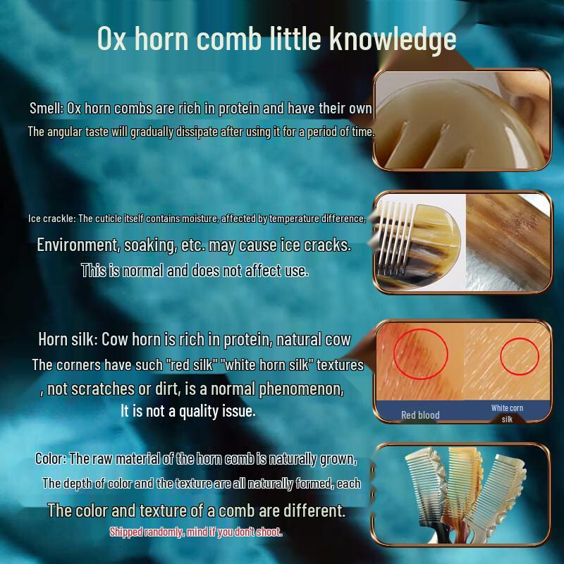 Zhixu Natural Ox Horn Massage Comb