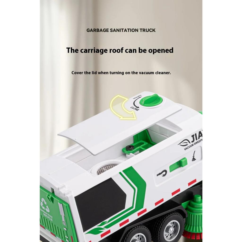 1/50 Vacuum Cleaning Truck Alloy Diecast Model Urban Sanitation Series Toys Hight Simulation Sound Light Toy Birthday Presents