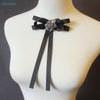 British Korean College Style Handmade Ribbon Black Bowtie Pins Bow Tie For Women'S Girl  Shirt Collar Flower