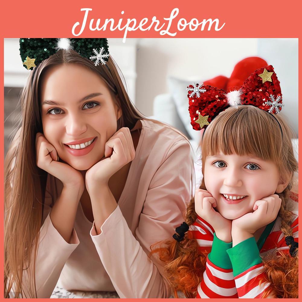 Stylish Christmas Headband For Kids With Attractive Shiny Sequins And Charming Bow For Festive Fun