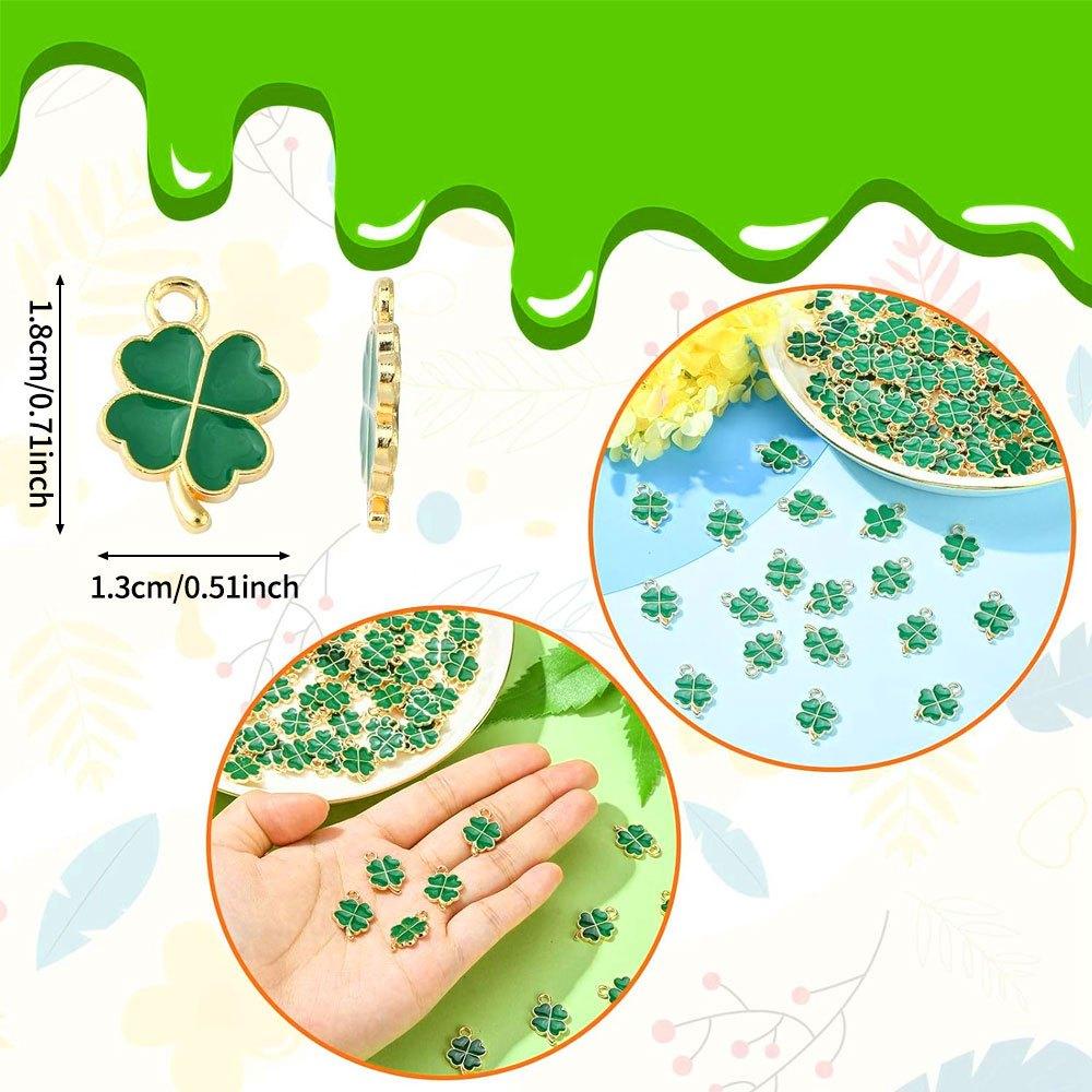 10/20/40 Pieces of Alloy Oil Drop Pendant, Green Clover Pendant, Clover Jewelry, Decorative Accessories, DIY Earrings, Necklaces, Bracelets