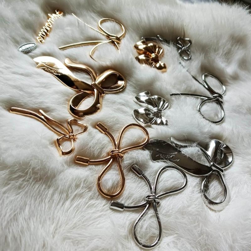 Elegant Gold/Silver Bowknot Adornment Stylish Craft Accessory Metal Butterfly Knots for DIY Crafts and Phone Decoration