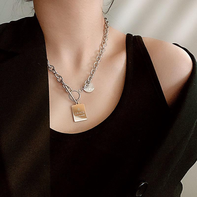Women's Light Luxury Washable Titanium Steel Hip Hop Clavicle Necklace - Trendy Cold Style Sweater Chain Accessories