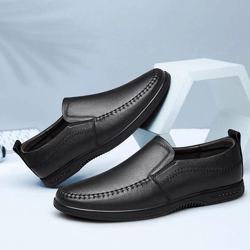 Spring Autumn Man Genuine Leather Casual Shoes Breathable Luxury Shoes Male Flats Business Footwear Classic Comfy Men's Loafers