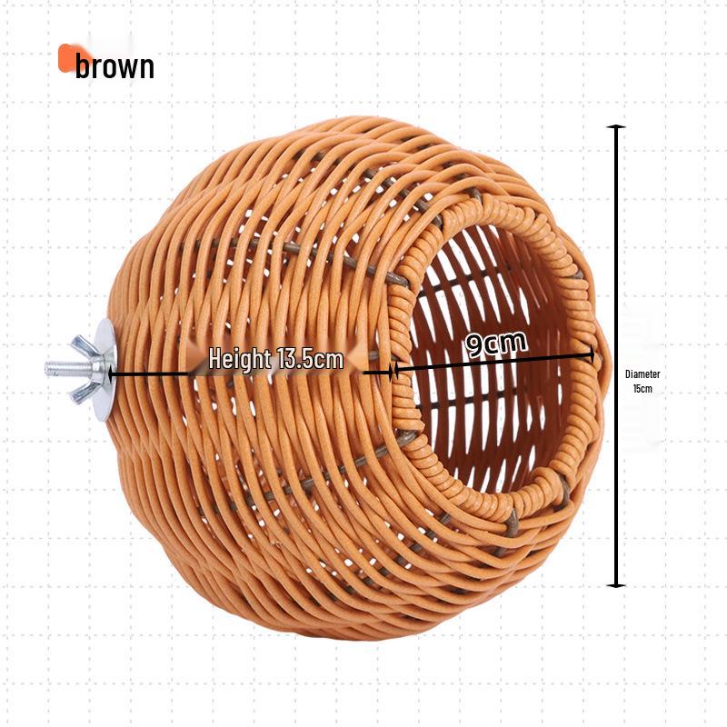 Hanging Rattan Bird & Squirrel Nest with Plastic Cage - Cozy Sleep Spot for Small Pets