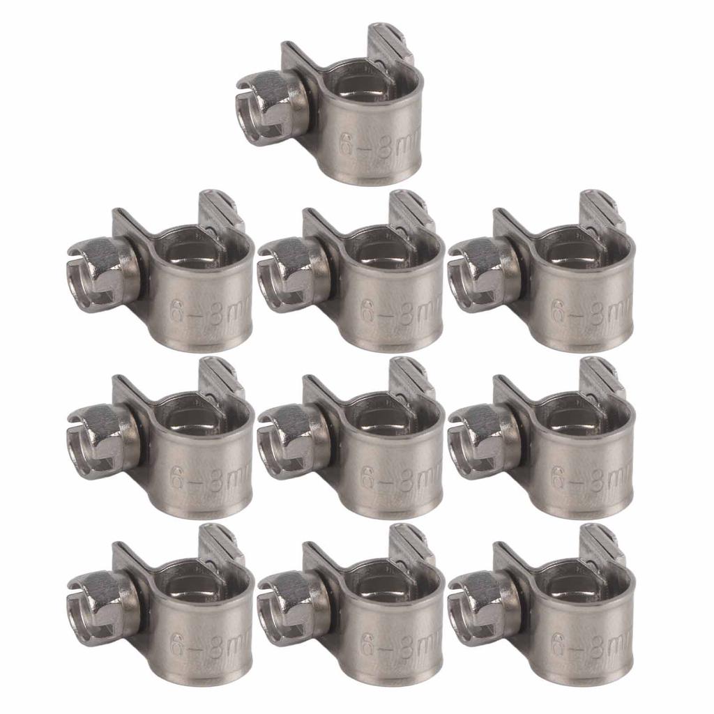 10pcs Stainless Steel   Fuel Line Pipe Hose Clamp Clip 6mm‑20mm Optional Size