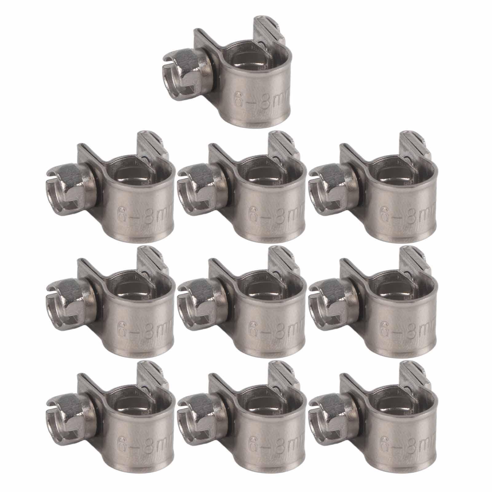 10pcs Stainless Steel Mini Fuel Line Pipe Hose Clamp Clip 6mm‑20mm Optional Size Hose Fastener