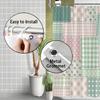 Vintage Patchwork Quilt Shower Curtain Pastel Floral Checkered Polka Dot Soft Green Background With 12 Hooks