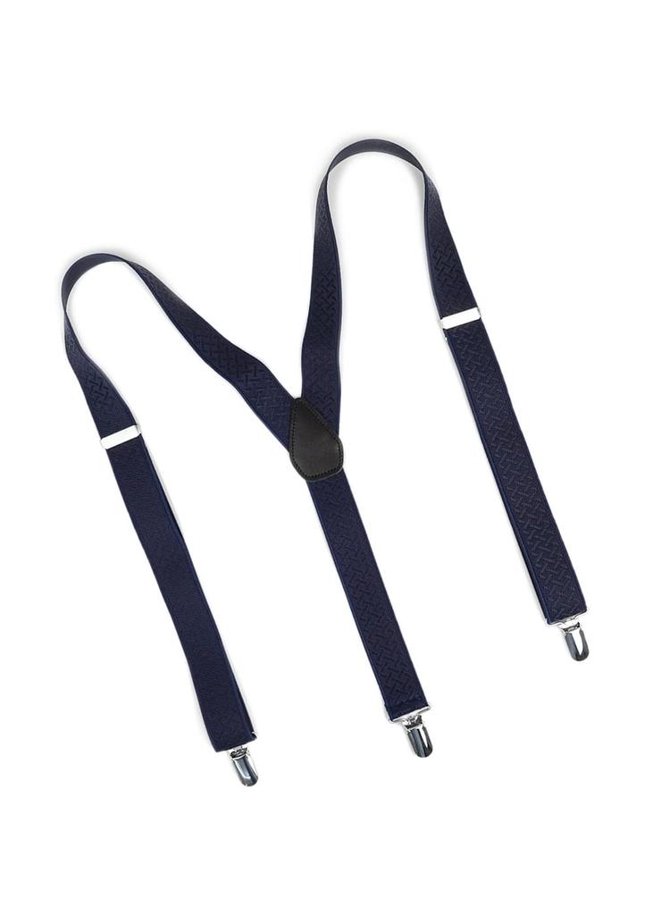 Belt Specialty Store Belt Lab Men's Y-Shaped Suspenders, Small Size, Made In Japan, 3cm Wide, Spiral Design, BLSU0003 (Navy, S/M)