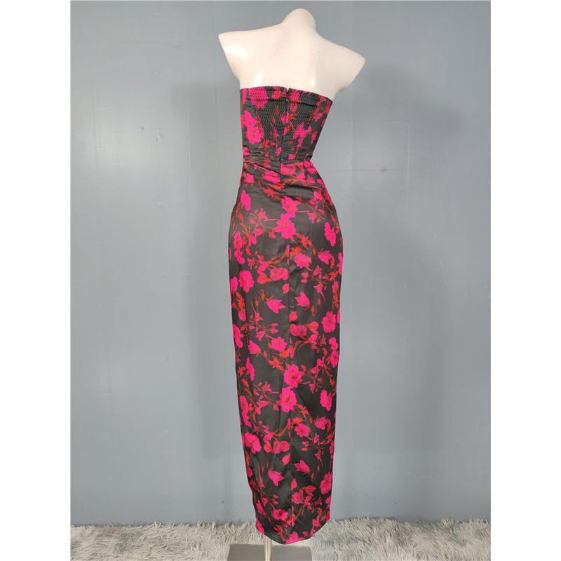 Export Single Sexy Elegant and Personalized Beautiful Exquisite Print Fold Split Sexy Banquet Party Fashion Dress