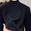 Bright Silk Integrated Fleece Knit Sweater Women's Autumn and Winter New Mother Fleece Thickened Semi-turtleneck Bottoming Shirt Top