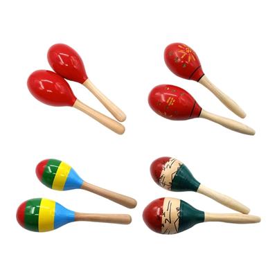 Pack of 2 Wood Hand Shakers with Ergonomic Grip for Preschool Musical Play Promoting Creativity and Own Expression