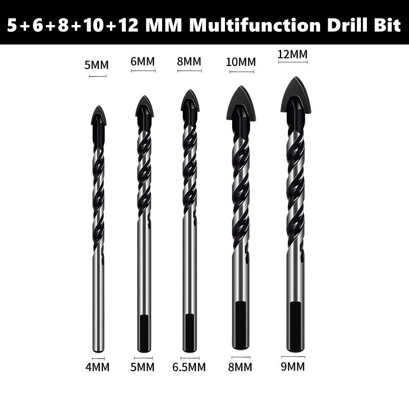3-12mm Multifunctional Triangle Drill Bit Diamond Drill Set Ceramic Tile Concrete Brick Wood Glass Punching Hole Saw Metal Drill