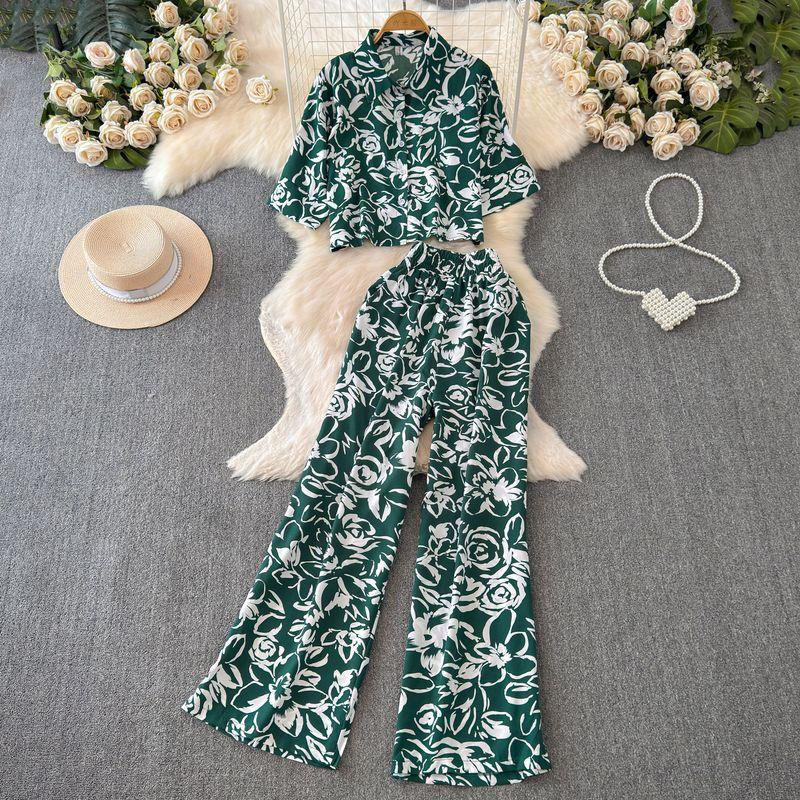 

Западный стиль Отпускной стиль Поло воротник Прямые брючины Повседневный Короткий рукав Dark green One size