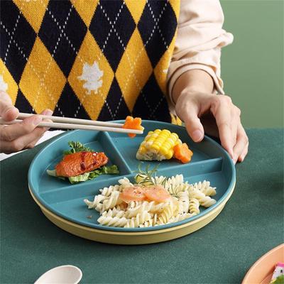 Divided Dish In 3 Diet Reusable Round Dinner Plates For Adults 3 Portion Compartments Microwave Food Safe PP Kitchen Dinnerware