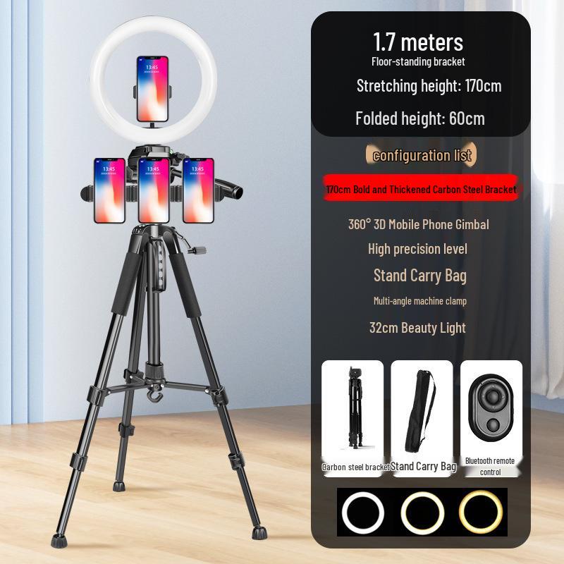 2024 Dual-Phone Professional Live Streaming Tripod for Outdoor Use