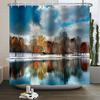 Christmas Shower Curtain Xmas Tree Winter Forest Snow Cute Snowman Bathroom Shower Curtain Waterproof Bath Curtain With Hook