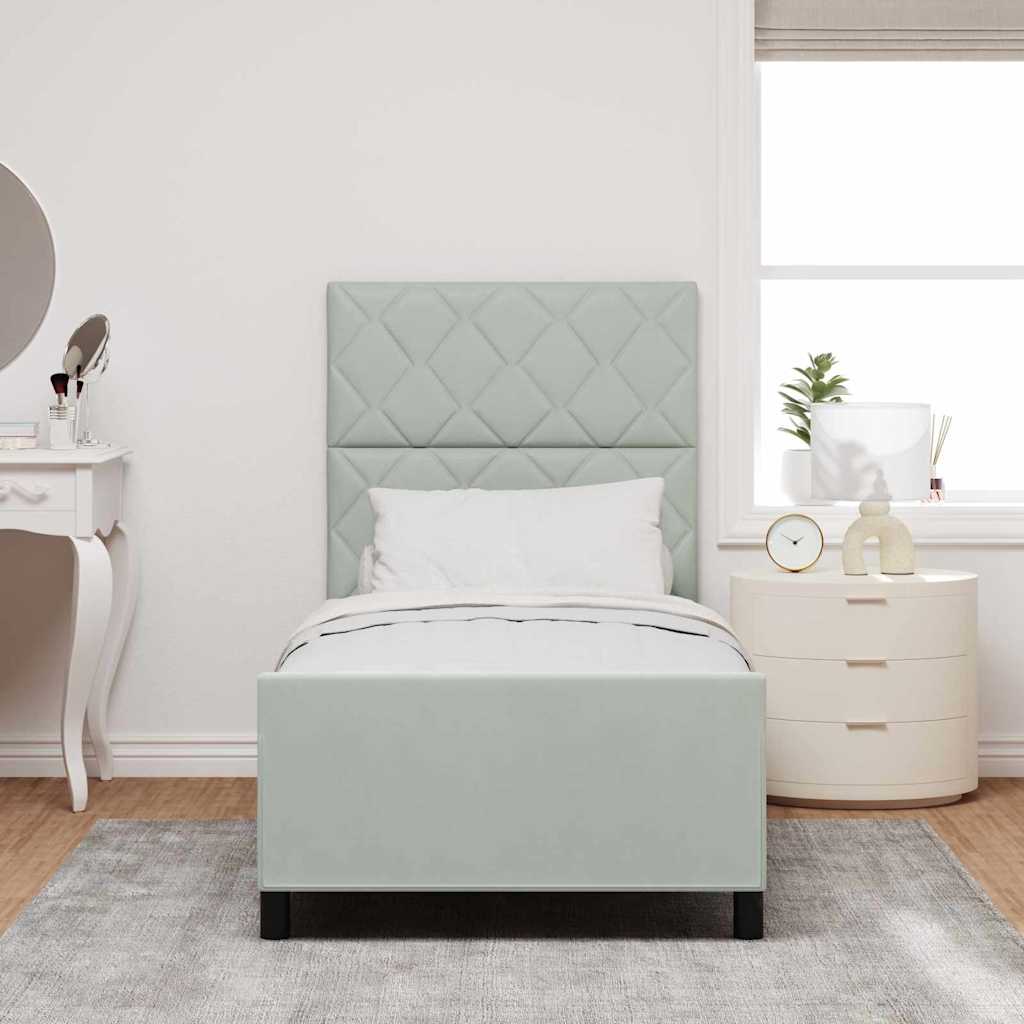 Boxspring Bed with Headboard Light Grey 100 x 200 cm Velvet