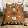 Bull Skull Bedding Set Boho Mandala Duvet Cover for Children Teens Bohemian Feather Print Comforter Cover Animal Skull Pattern