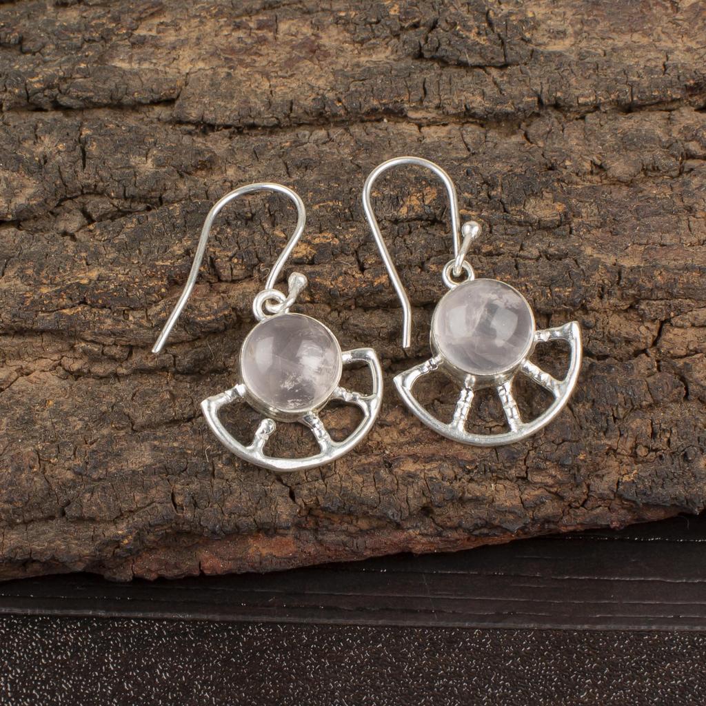 Rose Quartz 925 Solid Sterling Silver Earrings, Handmade Gemstone Earrings Jewelry, Gifts For Wife Brand New Earrings