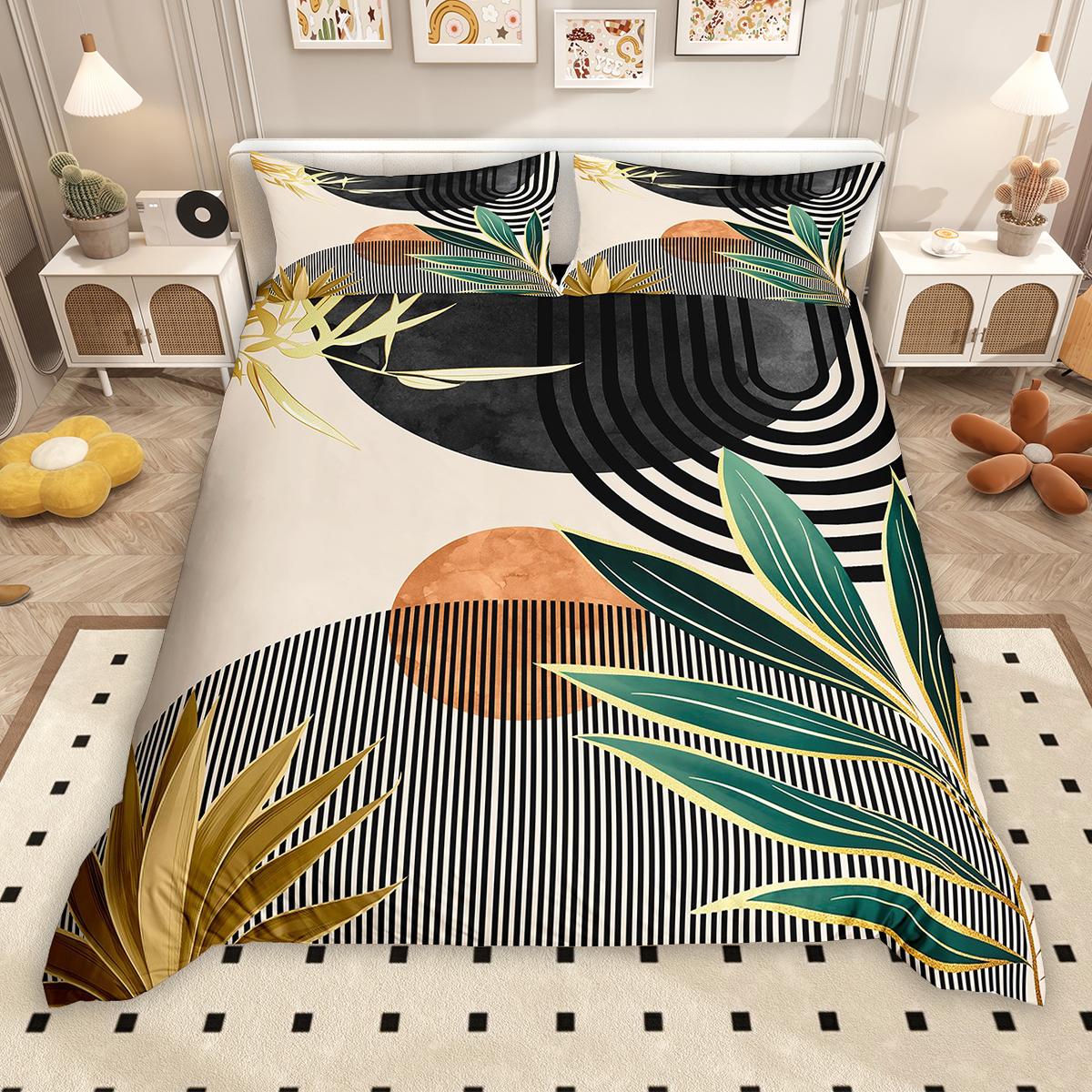 

Homewish Modern Minimalist Duvet Cover Set 2Pcs/3Pcs Retro Mid Century Art Bedding Set Brief Style Aestheitc Quilt Cover Set EU Single(135*200cm)3pcs