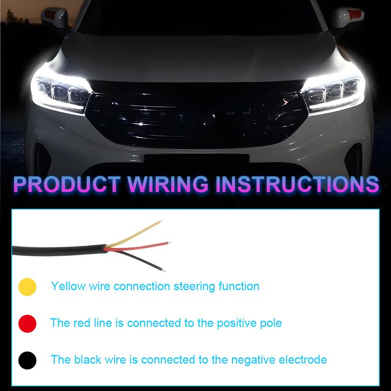 2x Ultrafine 45cm DRL Daytime Running Light Waterproof Flexible Soft Tube Guide Car LED Strip Car Accessries 12V
