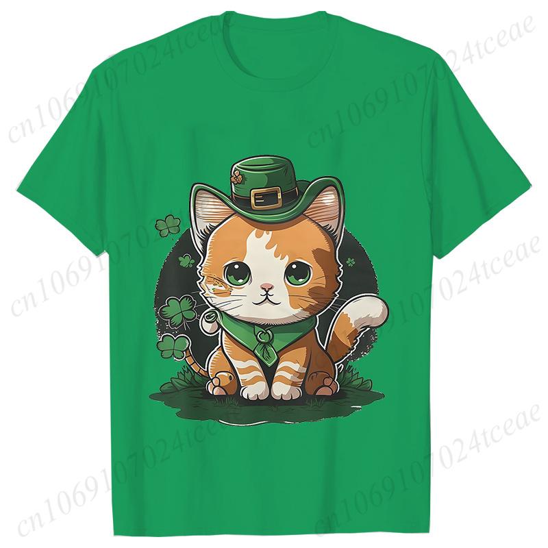 New Summer Tshirts St Patricks Day Irish Cat Happy St Patricks Fashion Womens Oversized TShirt Casual Womens Clothing Tops