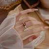 S925 silver inlaid treasure ring, natural garnet citrine single stone design, wire drawing process, high-end gift for women